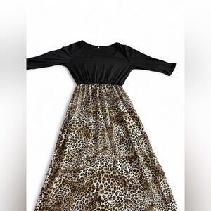 Black & leopard 🐆 print long sleeve maxi dress XL